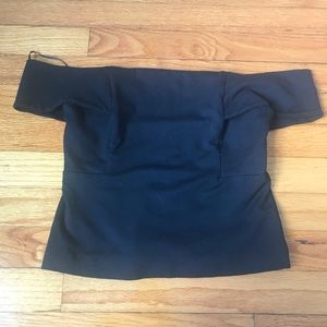 Anthropologie Off the Shoulder Black Crop Tee